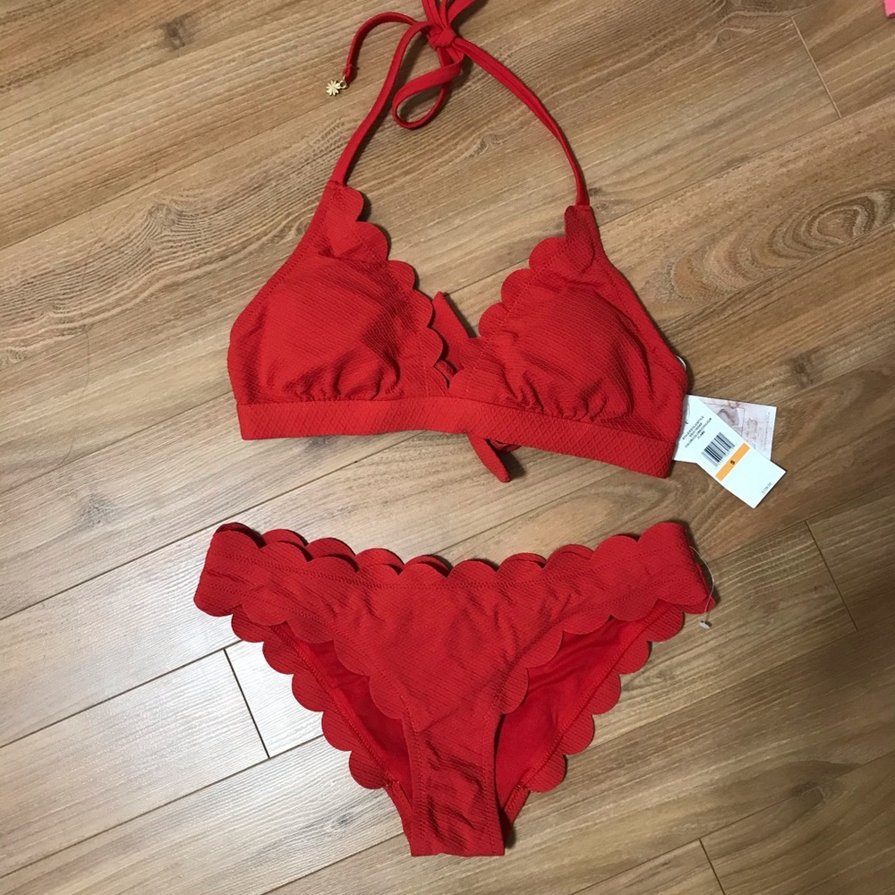 Jessica Simpson Red Scalloped Bikini
